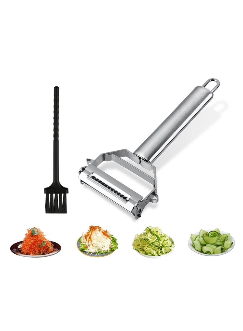 OSHIMA Peeler Shredder, Stainless Steel Fruit and Vegetable Handheld Shredder for Kitchen, 2-in-1 Peeler with Multi-Functional for Peeling Potatoes, Carrot, Cucumber and Melon - Image 1